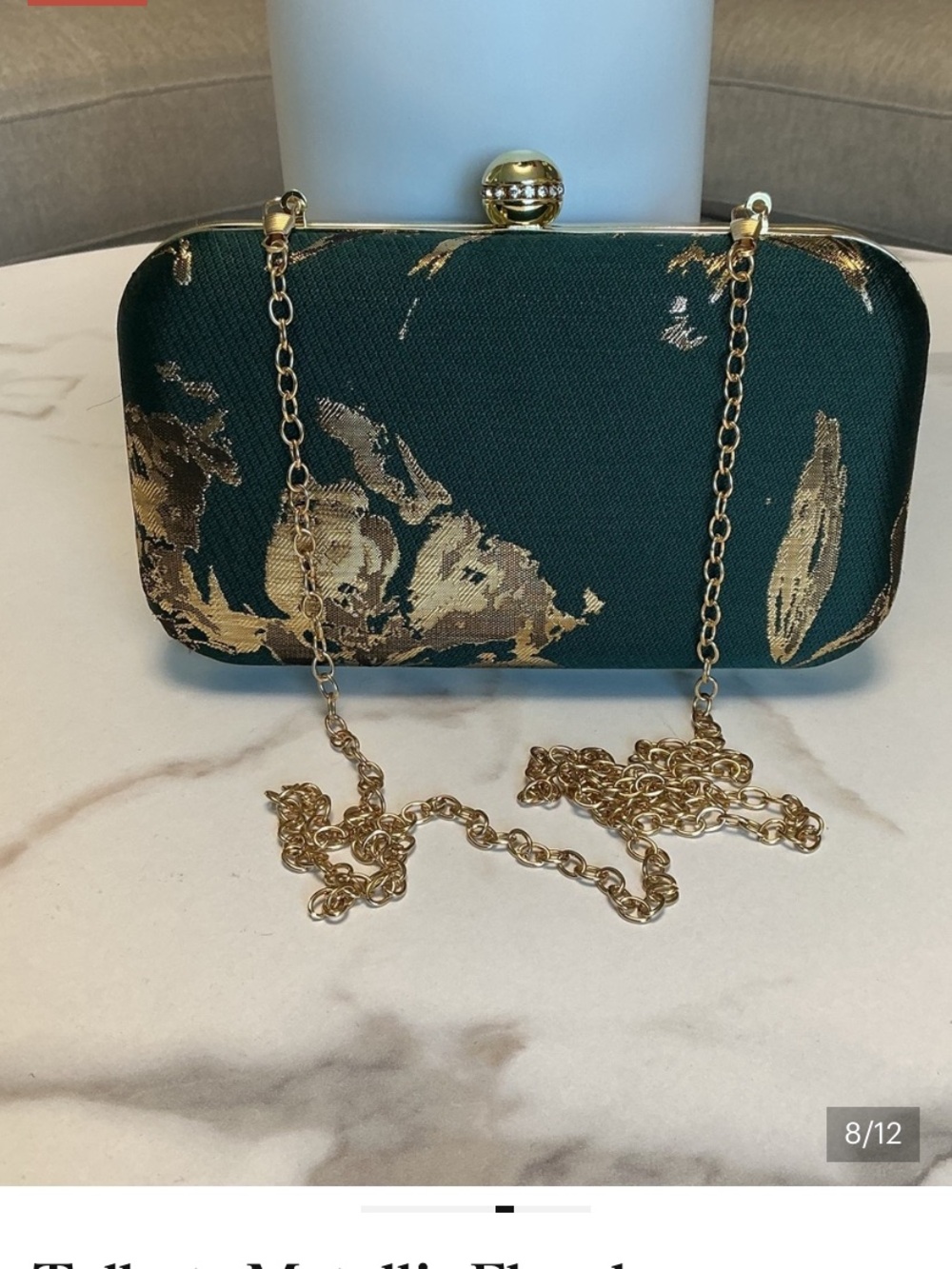 Talbots Black Clutch with Gold Crystal-Accented Frame